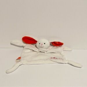 Bon Bebe Bunny Lovey White Red Baby Security Blanket Plush Soft Cuddle Toy